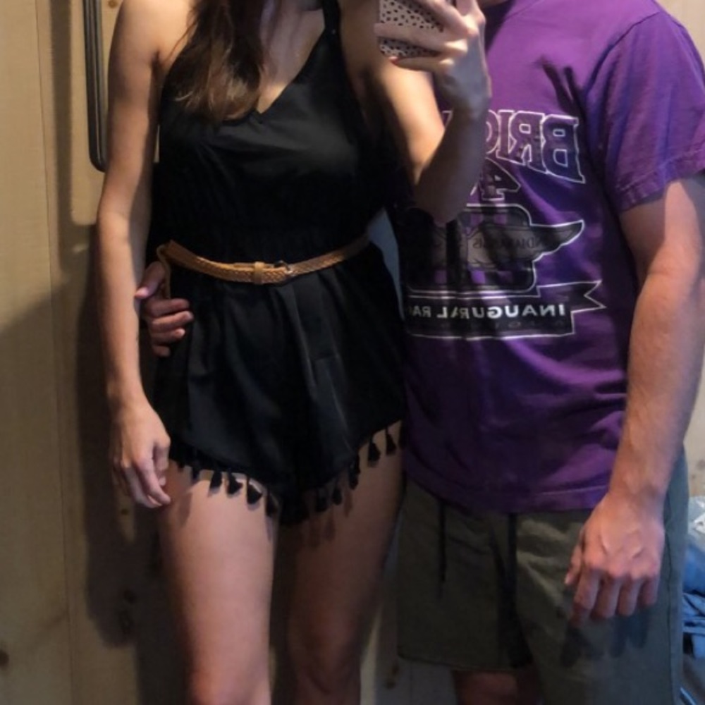 Black backless romper